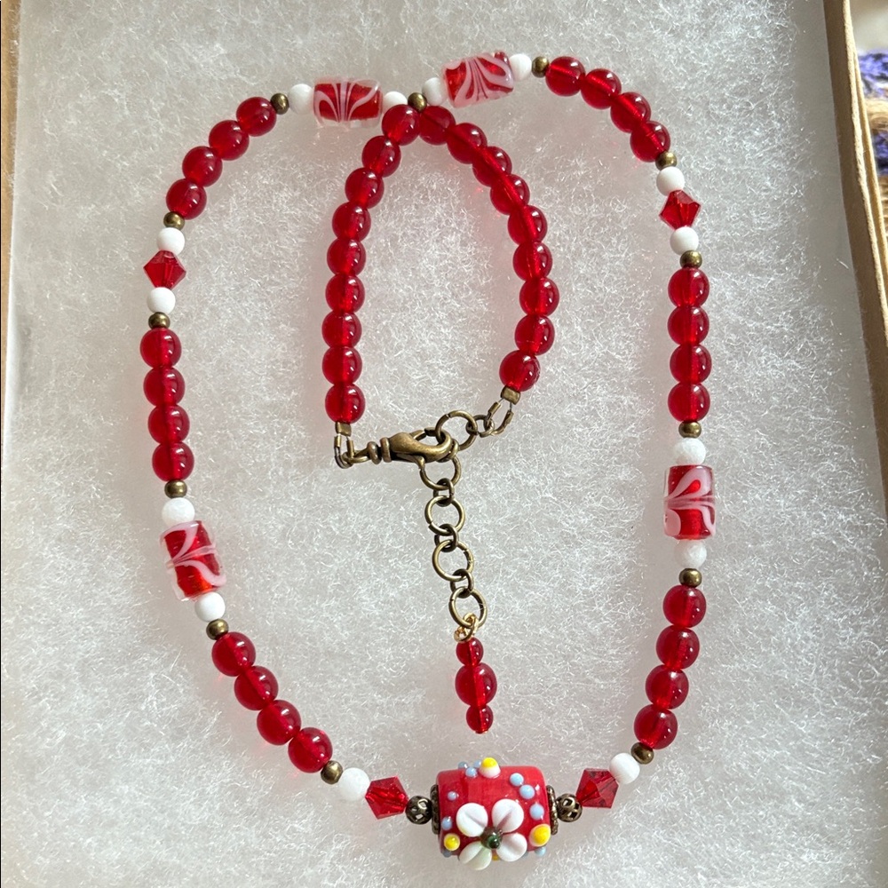 Elegant Red Beaded Necklace